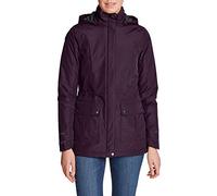 Eddie Bauer Damen Rainfoil Parka mit Fleece-Futter - Wasserdichter, atmungsaktiver Regenparka mit Abnehmbarer Kapuze - XS-XXL Parka,per Pack Violett (Dunkle Pflaume 390),X-Small