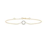 EDELIND 0.07 ct Diamant Armband mit Kreis-Motiv - Goldarmband Damen 585 Echtgold als Ankerkette mit 13 echten Diamanten - Armkette mit wählbarer Länge 16.5-21 cm