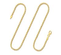 EDELIND 333 585 Goldkette Damen Echtgold, 2,1mm Kordelkette, auch 375 750 | Halskette aus echtem Gelbgold für Frauen; Kordelkette hohl; 14K, 18K, 8K, 9K; Federring-, Karabinerverschluss