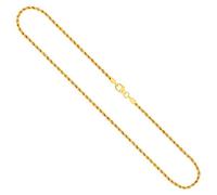 EDELIND 333 585 Goldkette Damen Echtgold, 2,1mm Kordelkette, auch 375 750 | Halskette aus echtem Gelbgold für Frauen; Kordelkette hohl; 14K, 18K, 8K, 9K; Federring-, Karabinerverschluss