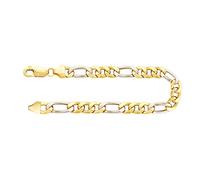 EDELIND Armband Herren 333 585 Bicolor, 5,7mm Figarokette, 750 | Goldarmband aus Gelb- und Weißgold für Damen und Herren; Figarokette hohl aus echtem Gold 14K, 18K, 8K
