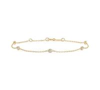EDELIND Goldarmband mit 5 Diamant-Stationen 0.14 ct - Armband Gold Damen 585 Echtgold als Ankerkette - Armkette mit wählbarer Länge 16.5-21 cm - Schmuck Geschenk für Frauen