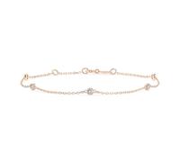 EDELIND Goldarmband mit 5 Diamant-Stationen 0.14 ct - Armband Gold Damen 585 Echtgold als Ankerkette - Armkette mit wählbarer Länge 16.5-21 cm - Schmuck Geschenk für Frauen