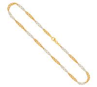 EDELIND Goldkette 333 Gelbgold/Weißgold Halskette 2,4mm 8 Karat Gold Länge 42cm Singapurkette für Damen Mädchen Goldschmuck mit Schmuck Geschenk Box Made in Germany