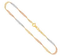 EDELIND Goldkette 333 Gelbgold/Weißgold/Rotgold 2,4mm für Damen Mädchen Länge 42cm - Singapurkette Halskette 8 Karat Gold - Goldschmuck mit Schmuck Geschenk Box Made in Germany