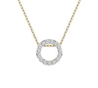 EDELIND Goldkette Damen 585 Echtgold Diamant - 15 Steine 0.09 Ct Anhänger Rund mit Ankerkette Gelbgold 45 cm, Längenverstellbar 42 +3cm - mit Geschenkbox