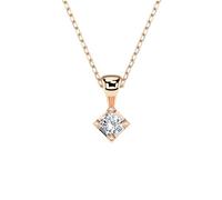 EDELIND Goldkette Damen 585 Echtgold Diamant Anhänger 0.08 Ct Roségold - mit Ankerkette 45cm, längenverstellbar 40+5cm - Goldschmuck mit edler Geschenkbox