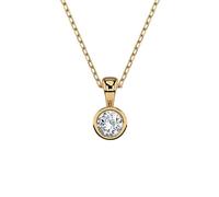 EDELIND Goldkette Damen 585 Echtgold Diamant Anhänger 0.1 Ct - mit Ankerkette Gelbgold 45 cm, Längenverstellbar - mit Geschenkbox