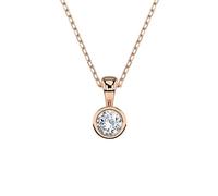 EDELIND Goldkette Damen 585 Echtgold Diamant Anhänger 0.1 Ct - mit Ankerkette Rosegold 45 cm, Längenverstellbar 42 +3cm - mit Geschenkbox