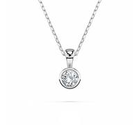 EDELIND Goldkette Damen 585 Echtgold Diamant Anhänger 0.1 Ct - mit Ankerkette Weißgold 45 cm, Längenverstellbar - mit Geschenkbox