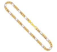 EDELIND Goldkette, Figarokette hohl Bicolor Gelbgold/Weißgold 333/8 K, Länge 50 cm, Breite 5.7 mm, Gewicht ca. 9.1 g., NEU