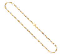 EDELIND Goldkette, Panzerstegkette Bicolor Gelbgold/Weißgold 585 / 14K, Länge 50 cm, Breite 3.1 mm, Gewicht ca. 5.5 g., NEU