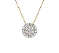 EDELIND Halskette Gelbgold 585 mit 20 Diamanten 0.19 ct - Runder Anhänger Gold, Länge 45 (42+3) cm - Collier Damen
