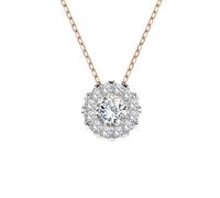 EDELIND Halskette Rosegold 585 mit 13 Diamanten 0.1+0.1 ct - Runder Anhänger Gold, Länge 45 (42+3) cm - Collier Damen