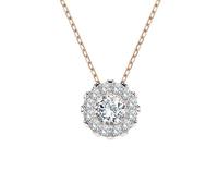EDELIND Halskette Rosegold 585 mit 13 Diamanten 0.1+0.1 ct - Runder Anhänger Gold, Länge 45 cm - Collier Damen