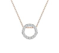 EDELIND Halskette Rosegold 585 mit 15 Diamanten 0.09 ct - Runder Anhänger Gold, Länge 45 (40+5) cm - Collier Damen