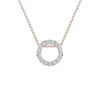 EDELIND Halskette Rosegold 585 mit 15 Diamanten 0.09 ct - Runder Anhänger Gold, Länge 45 cm - Collier Damen