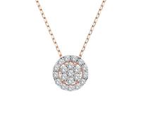 EDELIND Halskette Rosegold 585 mit 20 Diamanten 0.19 ct - Runder Anhänger Gold, Länge 45 (40+5) cm - Collier Damen