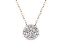 EDELIND Halskette Rosegold 585 mit 20 Diamanten 0.19 ct - Runder Anhänger Gold, Länge 45 (42+3) cm - Collier Damen