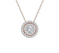 EDELIND Halskette Rosegold 585 mit 31 Diamanten 0.24 ct - Runder Anhänger Gold, Länge 45 (40+5) cm - Collier Damen