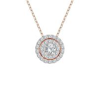 EDELIND Halskette Rosegold 585 mit 31 Diamanten 0.24 ct - Runder Anhänger Gold, Länge 45 (42+3) cm - Collier Damen