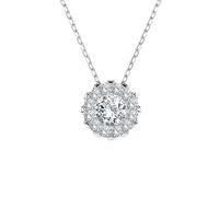 EDELIND Halskette Weißgold 585 mit 13 Diamanten 0.1+0.1 ct - Runder Anhänger Gold, Länge 45 cm - Collier Damen