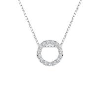 EDELIND Halskette Weißgold 585 mit 15 Diamanten 0.09 ct - Runder Anhänger Gold, Länge 45 cm - Collier Damen