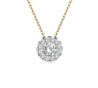 EDELIND Halskette Weißgold 585 mit 20 Diamanten 0.19 ct - Runder Anhänger Gold, Länge 45 (42+3) cm - Collier Damen
