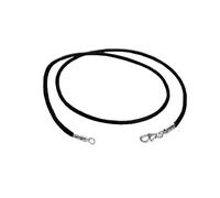 Edellis Damen Halskette aus schwarzem Seidenband mit einem Karabinerverschluss aus 925er Sterling Silber. (55 cm)