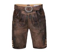 Edelnice Trachtenmode Bayerische Traditionelle Krachlederne Kurze Lederhose Erwin braun inkl. Gürtel Gr. 44-64 (54)