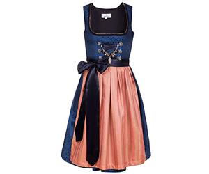 Edelnice Trachtenmode Bayerisches Damen Designer Mini Dirndl Josepha Kleid 2-teilig + Schürze Gr. US2-, 34 Königsblau