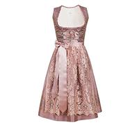 Edelnice Trachtenmode Exklusives Designer Midi Dirndl Madeleine inkl. Spitzen Dirndlschürze und Charivari Gr. 32-52, Rosa, 46