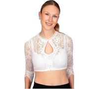 Edelnice Trachtenmode hochwertige Dirndlbluse Lara mit Tropfenausschnitt aus Spitze Gr. 32-50 (DE/NL/SE/PL, Numerisch, 44, Regular, Regular, weiß)