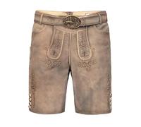 Edelnice Trachtenmode Kurze Wildbock Lederhose Lukas grau mit dunkler Stickerei Gr. 44-64 (DE/NL/SE/PL, Numerisch, 52, Regular, Regular, Beigegrau)