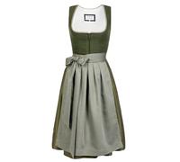 Edelnice Trachtenmode Midi Dirndl Anni aus Leinen Grün inkl. Dirndlschürze Gr. 32-54 (44)