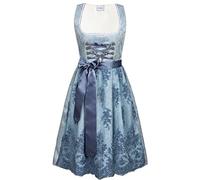Edelnice Trachtenmode Midi Dirndl hellblau Cloe inkl. Spitzen Dirndlschürze und Charivari