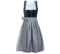 Edelnice Trachtenmode Midi Dirndl Veronika Samt Petrol inkl. traditioneller Dirndlschürze - Fällt eine Nr. größer aus!