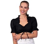 Edelnice Trachtenmode Sexy Dirndlbluse mit Schnürung und Verstellbarer Ausschnitttiefe in schwarz 42