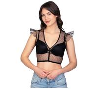 Edelnice Trachtenmode transparente Dirndlbluse Sophie mit Flügelärmeln in schwarz oder weiß