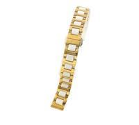 Edelstahl-Keramik-Armband, universelles Uhrenarmband mit Schnellverschluss(White gold,15mm)