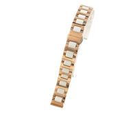 Edelstahl-Keramik-Armband, universelles Uhrenarmband mit Schnellverschluss(White rose gold,18mm)
