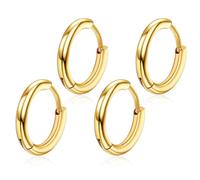 Edelstahl Ohrringe - Damen Mini Creolen, Goldene Hypoallergene Creolen für Frauen und Männer, 6/8/10/12 mm