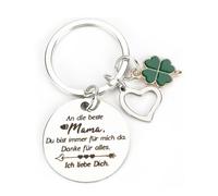 Edelstahl Schlüsselanhänger Mit Vierblättrigem Kleeblatt Und Herz-Anhänger, Kleine Geschenke Für Freundin, Frauen, Mama Oder Schwester, Perfekt Als Geburtstagsgeschenk Oder Kleine Aufmerksamkeit