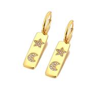 Edelstahl Strass Stern Mond Creolen Ohrringe für Frauen Partyschmuck