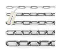 Edelstahl V4A Kette, 1,0 Meter, 2 mm Materialstärke, 31,25 kg Maximalbelastung, langgliedrig, rostfrei, poliert, ähnlich DIN763 - Tecklenborg Kegel GmbH