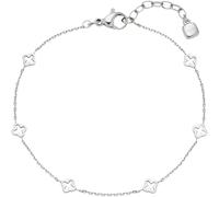 Leonardo Jewels Armband Jewels Ciao Janna, feines Edelstahl Spiegel-Ankerkettchen mit Kleeblatt-Ornamenten, silber, 17,5-19,5 cm Länge, Schmuck Geschenk, 023941