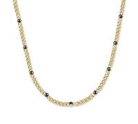 Edelstahlkette COPENHAGEN STUDIOS "Schmuck Geschenk Halskette Glittery Cuban", gelbgoldfarben, schwarz, Halsketten, Damen, Edelstahl, L: 45 B: 1,5mm, Edelstahlkette, mit Strassstein, B:1,5mm (51068652