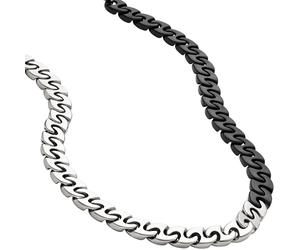 Edelstahlkette DIESEL "Schmuck Geschenk Halsschmuck Halskette", schwarz (edelstahlfarben, schwarz), Halsketten, Damen, Edelstahl, L: 50 B: 10mm, Edelstahlkette, B:10mm (47662029-0) edelstahlfarben, sc