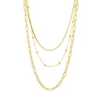 Edelstahlkette FIRETTI "Schmuck Geschenk Trio Layerkette", gold (gelbgoldfarben), Halsketten, Damen, Edelstahl, L: 45, Edelstahlkette (40446722-0) gelbgoldfarben
