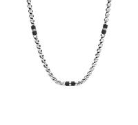 Edelstahlkette FOSSIL "Schmuck Geschenk Edelstahl Halskette MENS DRESS", schwarz (edelstahlfarben, schwarz), Halsketten, Damen, Edelstahl, L: 50 B: 4mm, Edelstahlkette, B:4mm (61081263-0) edelstahlfar
